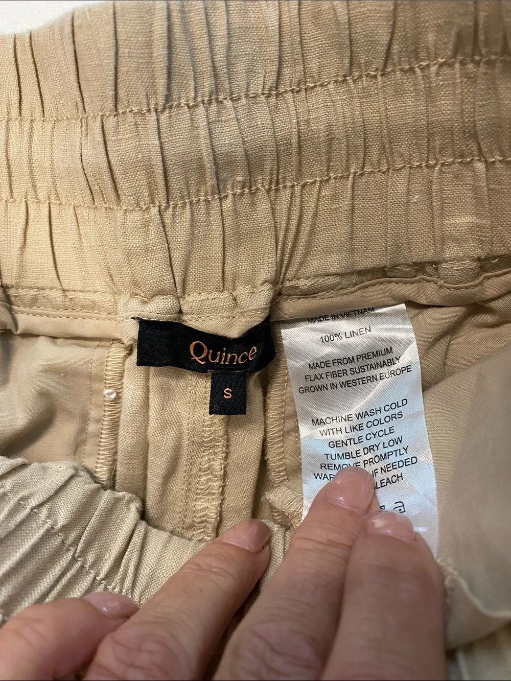 Quince Women’s  Drawstring Linen-Blend Pants  in Khaki